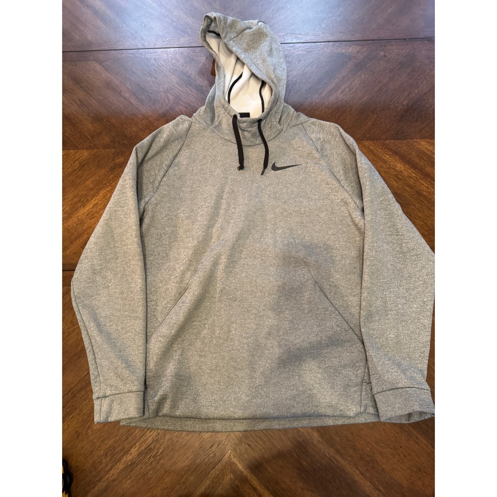 Nike Dri-FIT Pullover Hoodie Mens Gray Black Long Sleeve Athletic Casual